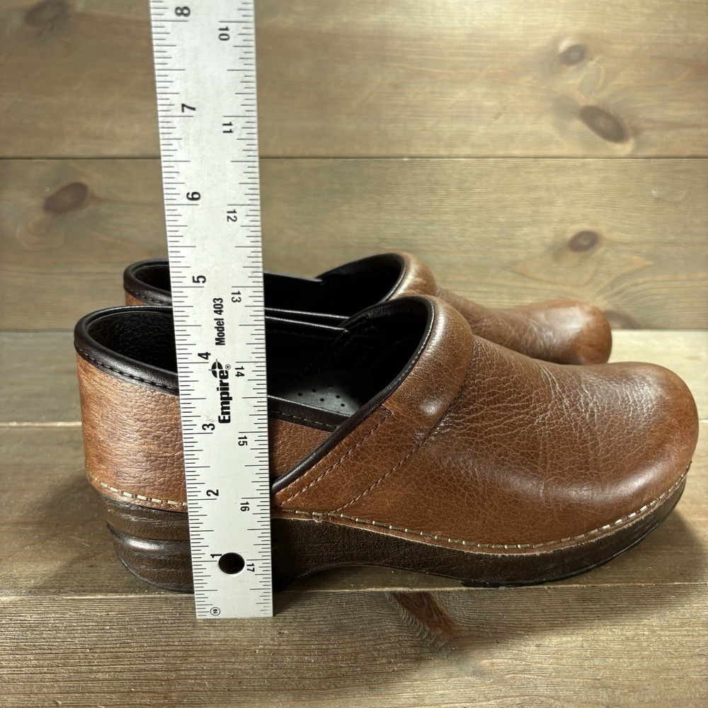 dansko womens size 38 shoes brown leather slip on wedge comfort clogs - Picture 9 of 10